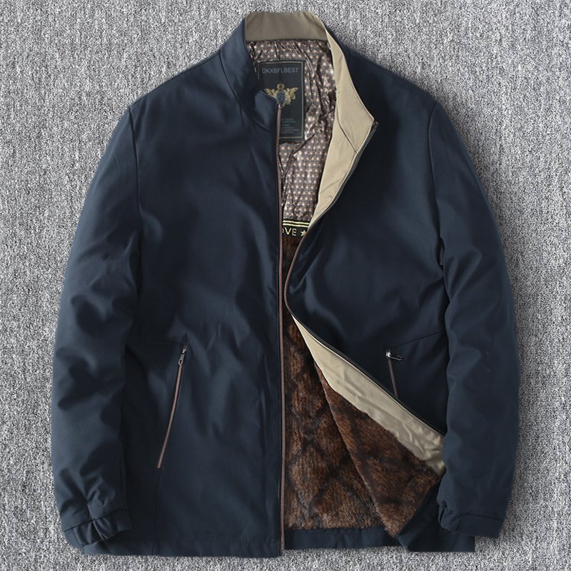 高級 DCKMANY 新品 フェイクミンクファー 極地防寒 中綿ジャケット 冬 裏ボアで メンズ 厚手 撥水 防風 中綿入り 裏起毛 紺 T7021-2XL拍卖