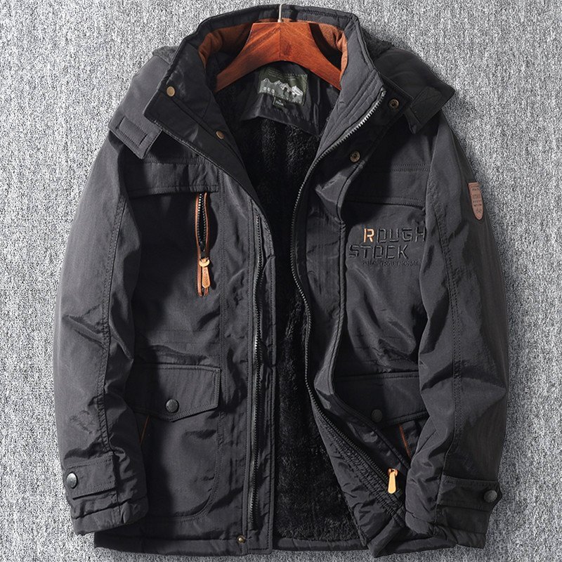 新品 大きいサイズ 極暖 中綿ジャケット 裏起毛 防寒 フード取り外し可能 厚手 防風 暖かい 多ポケット メンズ 冬服 コート 黒 T8152-3XL拍卖