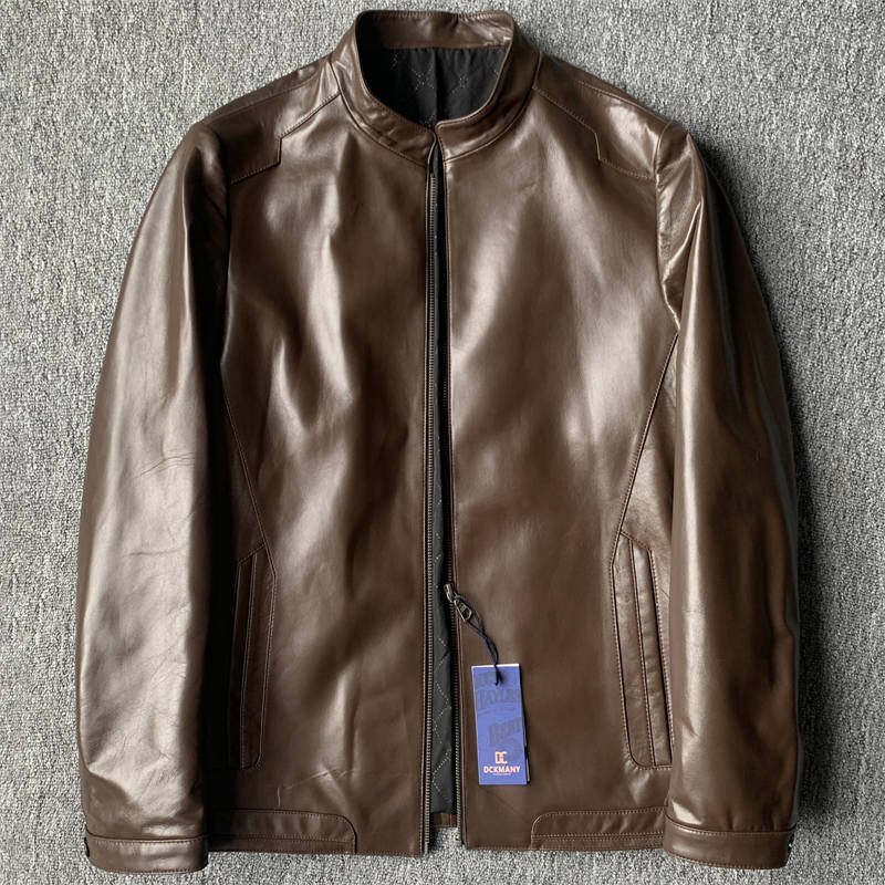 新品 DCKMANY EU製 イタリアレザー ラムレザー 羊革 中綿 レザージャケット アウター 本革 メンズ革ジャン ショートライダース 茶 E539-L拍卖