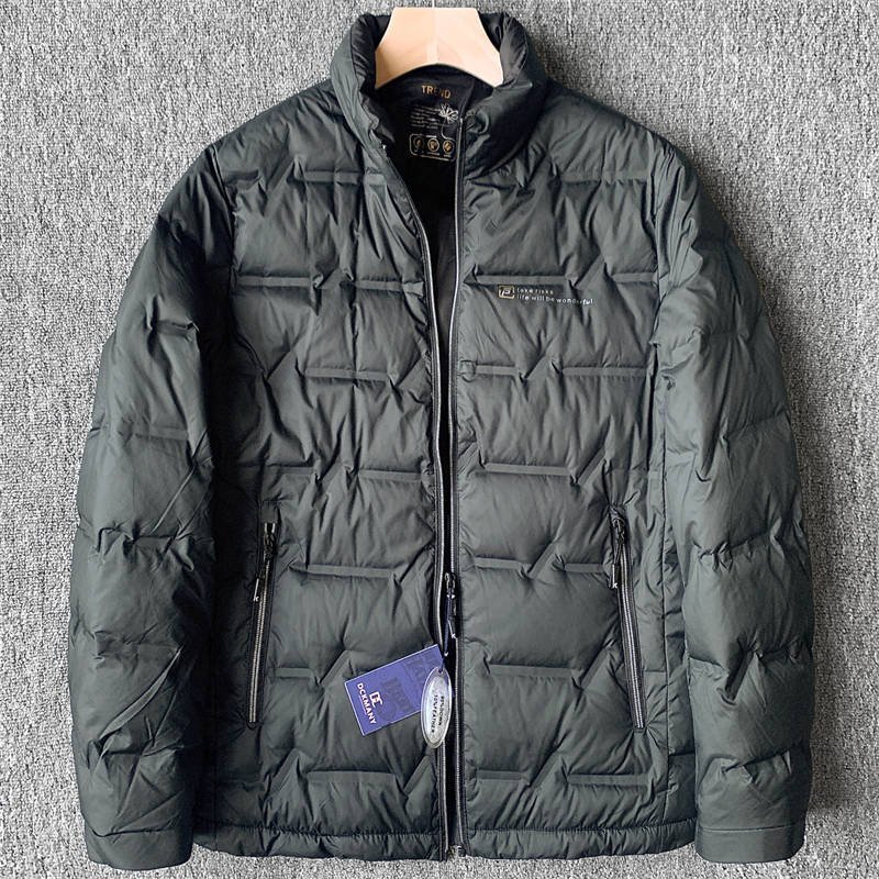 新品DCKMANY ダウンジャケット スタンドカラー 秋冬 メンズ 防風 撥水 防寒 厚手 冬服 シームレスダウン アウター 洗濯可 灰緑 E524-3XL拍卖