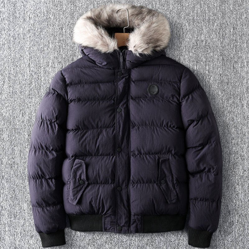 新品 DCKMANY 中綿ジャケット ハイネック ファー付きフード 秋冬 パーカーコート 厚手 冬服 防寒 防風 撥水 メンズ アウター 紺 T6205-M拍卖