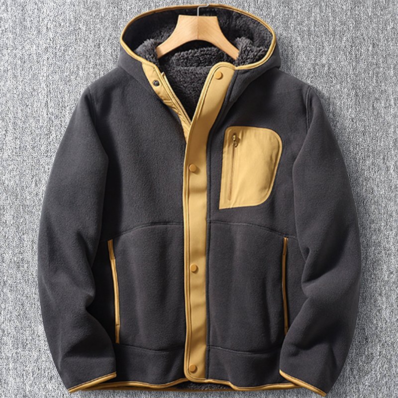 新品 フェイクボア ジャケット スタンドカラー 配色 バイカラー 秋冬 防寒 厚手 メンズ 保温 ボアフリースジャケット 灰 T8165-3XL拍卖