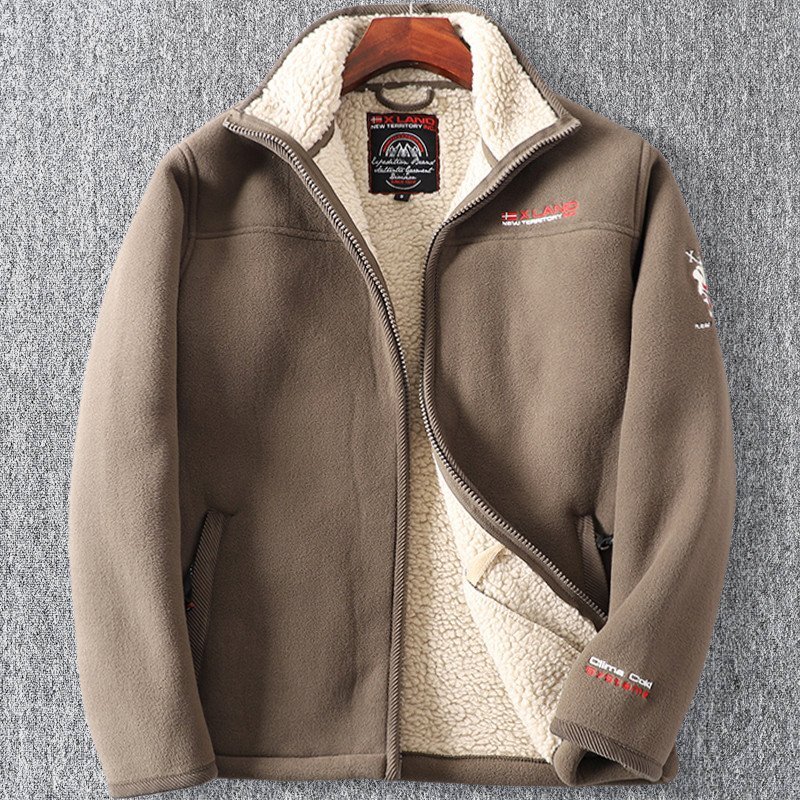 新品 フリース ジャケット ブルゾン トラックジャケット 裏ボア 厚手 防寒 裏暖 メンズ 秋冬 フードブルゾン アウター カーキ T1053-XL拍卖