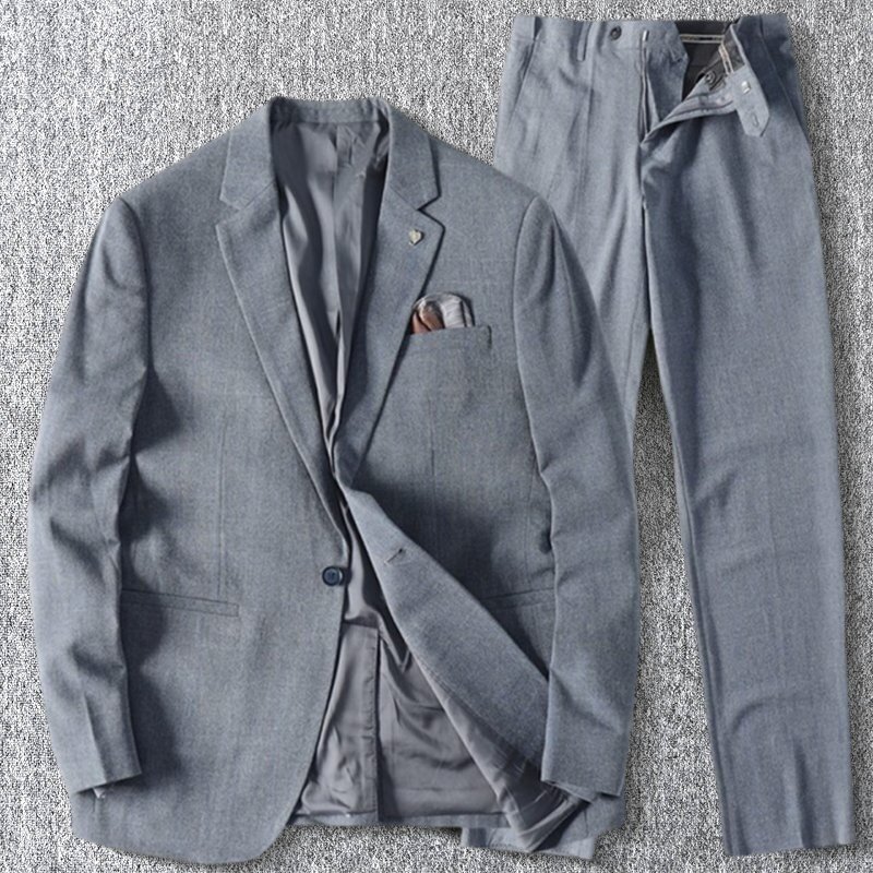 新品 セットアップスーツ スーツセット ウール混 ビジネス メンズ フォーマル チェック柄 秋冬スーツ スラックス 上下セット 灰 T1581-L拍卖