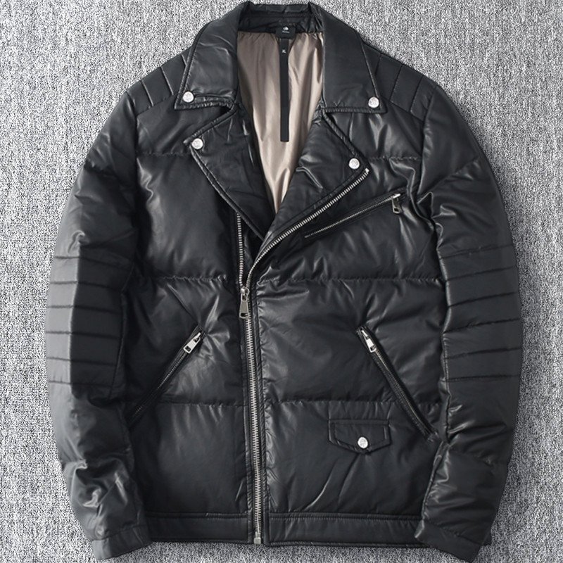 高級 新品 ライダース風 ダウンジャケット キルティング 防寒 厚手 防風 撥水 秋冬 コート メンズ 冬服 ライダースジャケット 黒 T1980-L拍卖