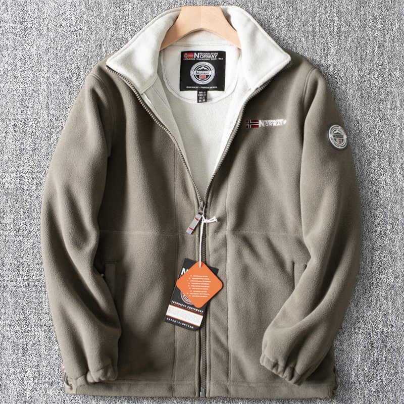 新品 欧米サイズ ジャケット デザイナーズ フリース 暖かさ 裏ボア 厚手 メンズ シェニール 秋冬 ブルゾン アウター カーキ T5167-3XL拍卖