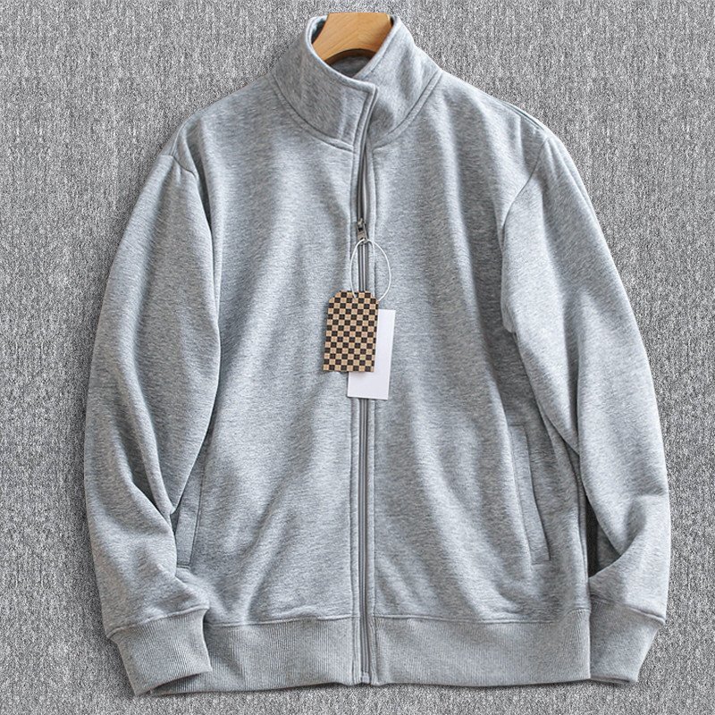 強くお勧めします!国内未販売 新品 メンズ ジャケット 綿ニット カジュアル ジップアップ スタンド カラー ブルゾン アウター/灰T5054-XL拍卖