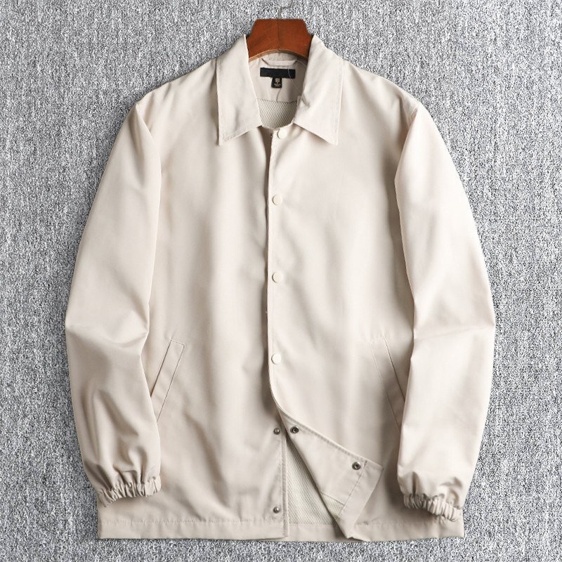 新品 襟付き ジャケット メンズ メッシュ裏地 春秋 軽量 防風 撥水 ルーズ カジュアル ライトアウター ブルゾン一 ベージュ T6128-L拍卖