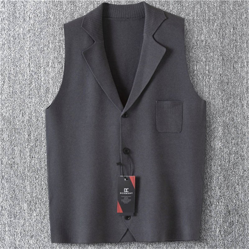 新品 DCKMANY ウール混 前開きベスト 袖なし ベスト メンズ V首 ステンカラー ベストカーディガン ニットベスト秋冬 暖かい 灰 T5155-XL拍卖