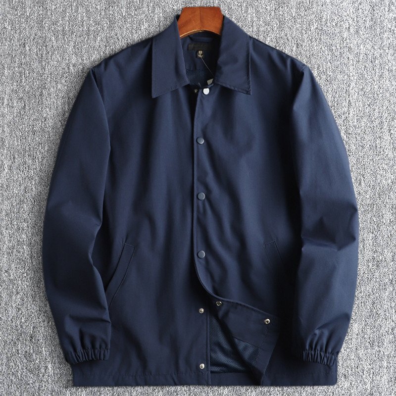 新品 高品質 襟付き ジャケット メンズ メッシュ裏地 春秋 軽量 防風 撥水 ルーズ カジュアル ライトアウター ブルゾン一 紺 T6127-XL拍卖