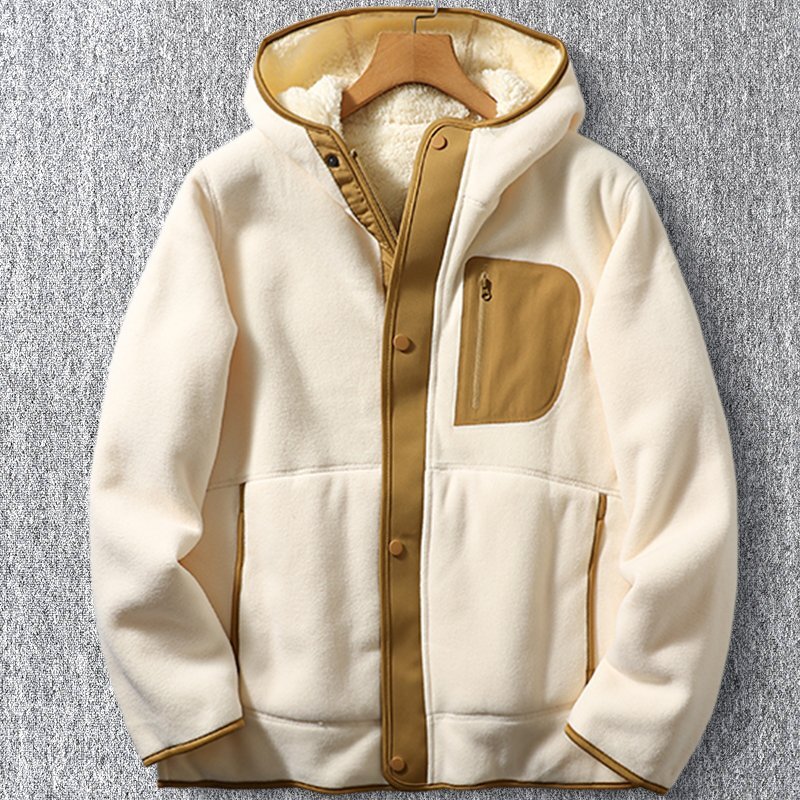 新品 フェイクボア ジャケット スタンドカラー 配色 バイカラー 秋冬 防寒 厚手 メンズ 保温 ボアフリースジャケット ベージュ T8167-3XL拍卖