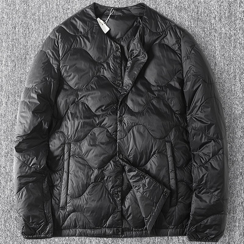 新品 ダウンジャケット キルティング 軽量 85%ダウン ノーカラー 防風 撥水 厚手 秋冬 保温 メンズ ダウンアウター 黒 E9115-3XL拍卖
