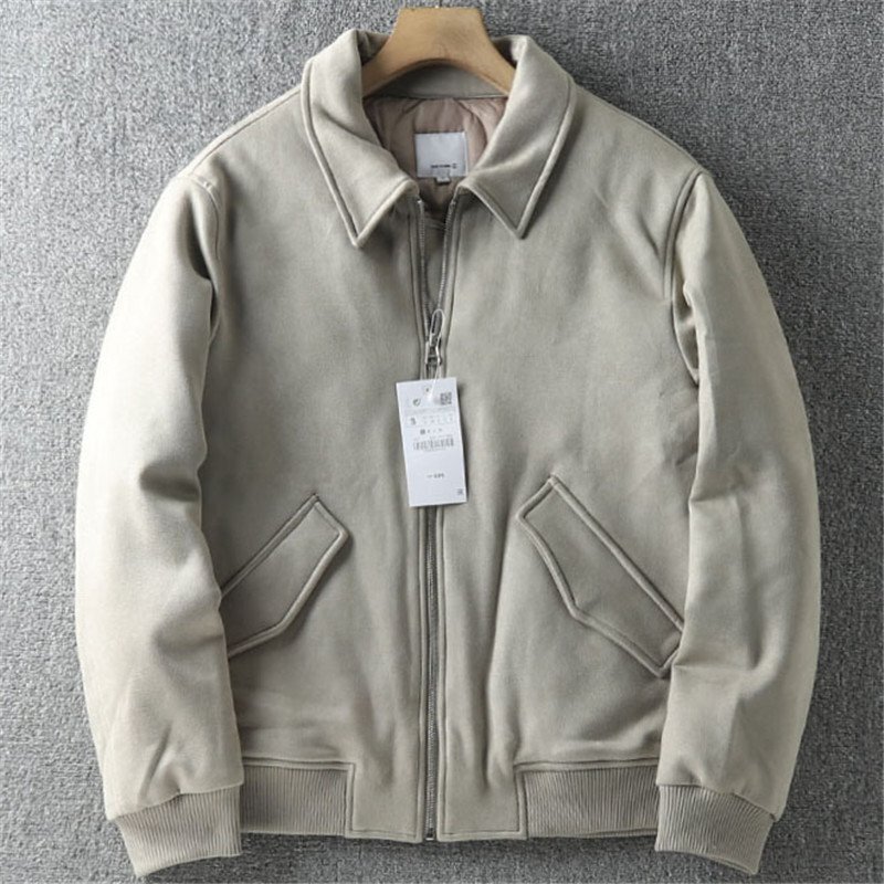 欧米サイズ 新品 スエードジャケット 中綿 厚手 キルティング メンズ 防寒 秋冬 防風 カラージャケット アウター洗濯可 カーキ T1383-XL拍卖