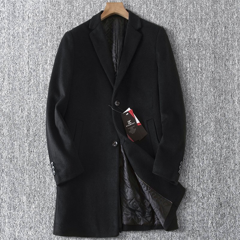 高級 逸品 DCKMANY 新品 上質ウールコート メンズ 中綿 チェスターコート 防寒 秋冬 紳士 ステンカラーコート ミドル丈コート 黒 T881-5XL拍卖