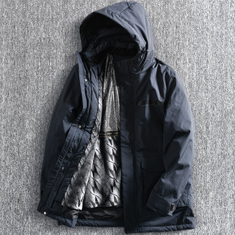 極暖の頂上 新品 ダウンコート ミドル丈 ガチョウダウン フード取り外し可能 ダウン90% メンズ 防寒 防風 厚手 冬服 濃灰 T2450-2XL拍卖