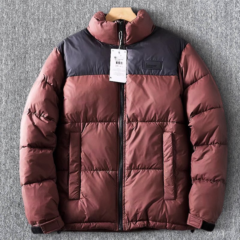 品質が非常に良い 国内未販売 新品 メンズ中綿ジャケット 冬服 超厚手 ふわふわで軽量 かつ暖かい 赤と黒切り替え キルティング/T7009-2XL拍卖