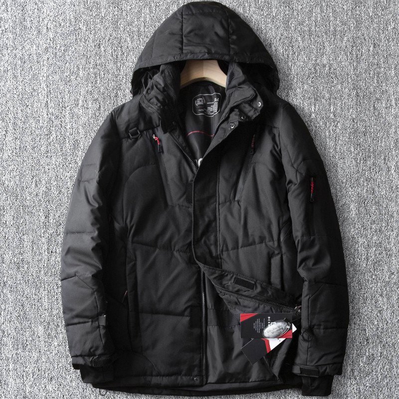 新品 DCKMANY ダウンジャケット スタンドカラー ハイネック フード付き 厚手 冬服 防寒 秋 冬 紳士 メンズ アウター ダウン 黒 E9810-L拍卖