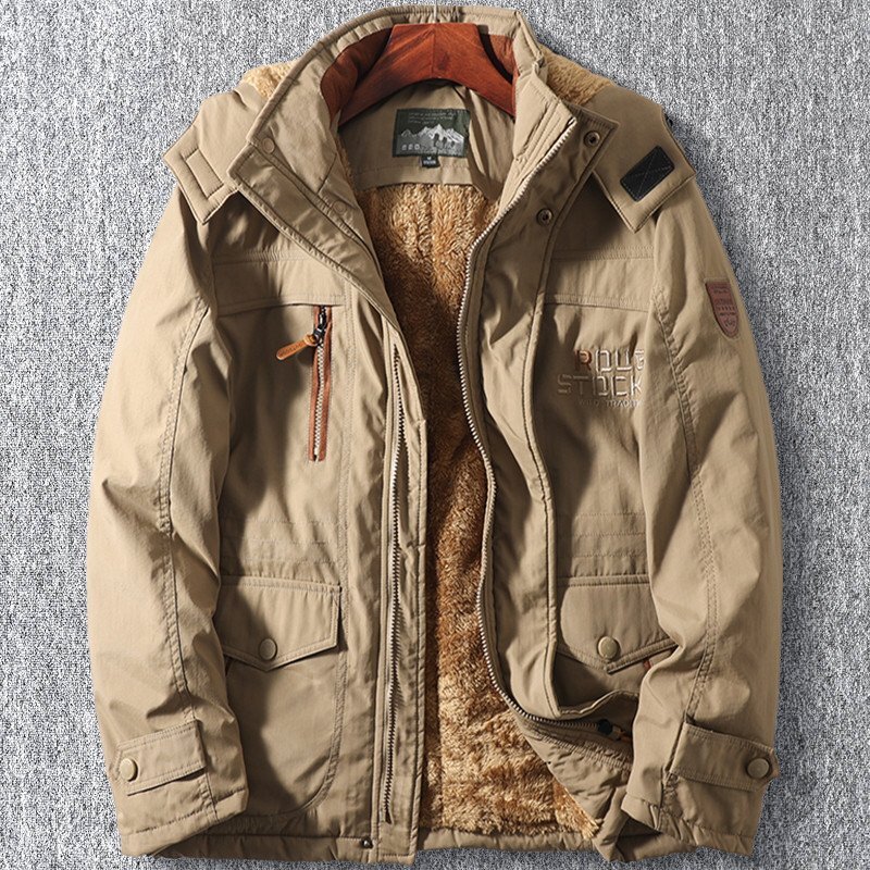 新品 大きいサイズ 極暖 中綿ジャケット 裏起毛 防寒 フード取り外し可能 防風 暖かい 多ポケット メンズ 冬服 コート キャメル T8153-2XL拍卖