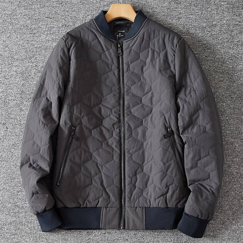 新品 国内未販売 メンズ 中綿 キルティング ジャケット 秋冬 防風 防寒 ゆったり ステッチング スタジャン ジャンパー 灰 T8116-XL拍卖