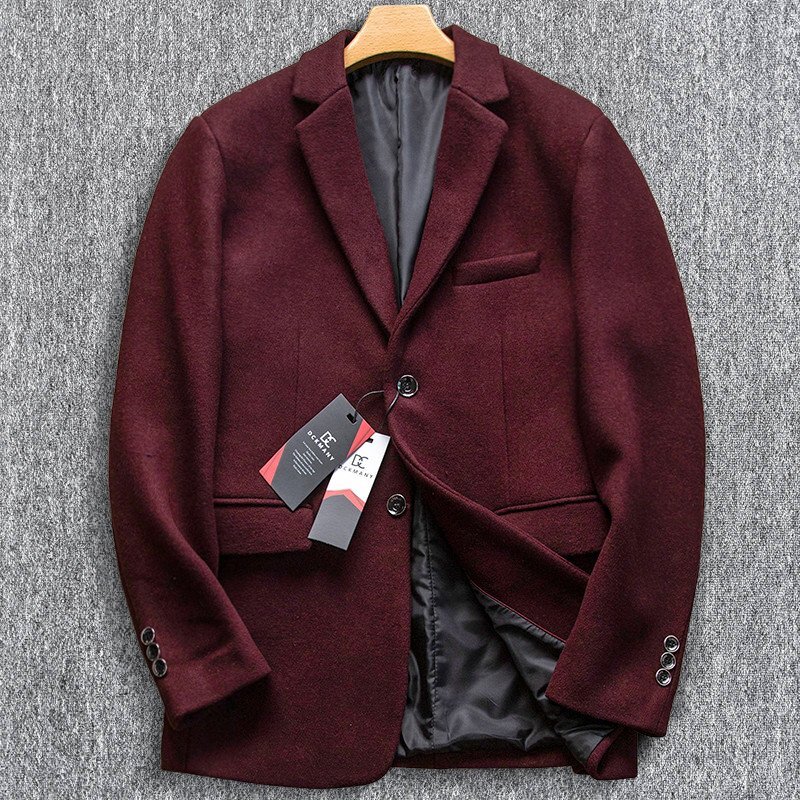 新品 DCKMANY ウールスーツ テーラードジャケット 毛織 メンズ スーツジャケット アウター 秋冬 厚手 ビジネス ブレザー 深紅 T5137-4XL拍卖