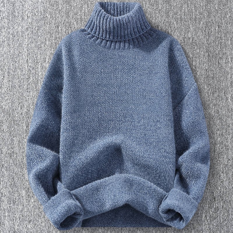 新品 DCKMANY カシミヤウール混 セーター リブニット タートルネック 編み メンズ 秋冬 暖かい 厚手 プルオーバーニット 青 T5188-XL拍卖