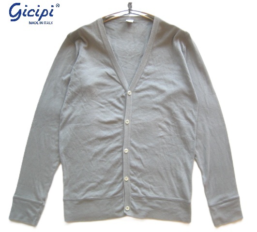 極上イタリア製!!ジチピ Gicipi*美シルエット カシミヤコットンニットカーディガン 4 実寸L グレー拍卖