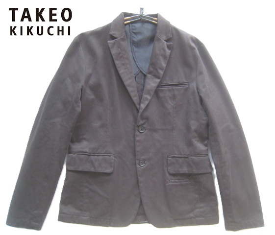 美品!!タケオ キクチ TAKEO KIKUCHI*美シルエット コットン2つボタンジャケット 2 実寸M 黒 ブラック 拍卖