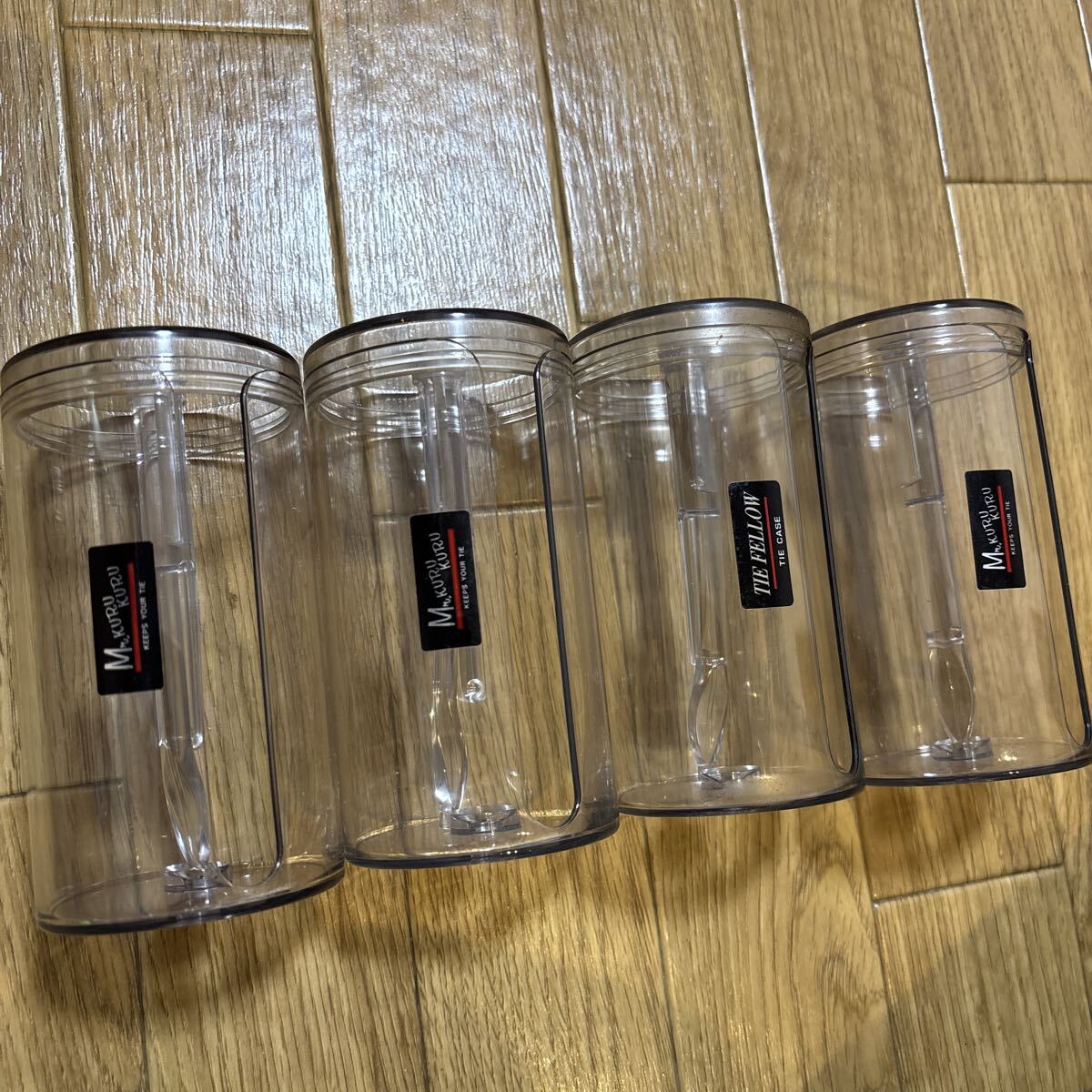 ♪♪⑪Mr.KURU KURU KEEPS YOUR TIE ミスタークルクル☆ネクタイ収納 プラスチックケース4個拍卖