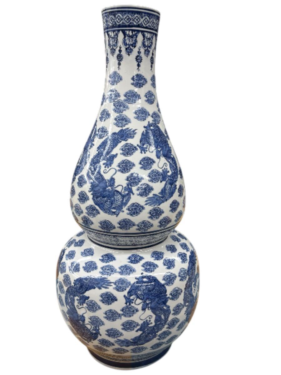 △a ひょうたん型壺 約73cm 陶磁器 龍柄拍卖