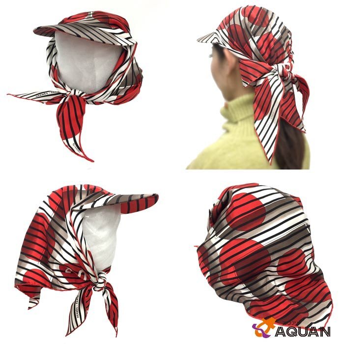 送料無料 セール HERMES エルメス スカーフキャップ 帽子スカーフ 白×ブラウン×レッド シルク 未使用 レア物 aq2730拍卖