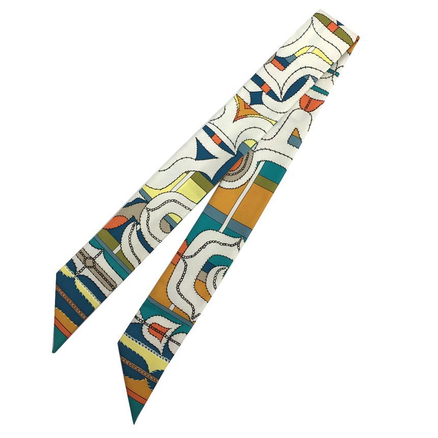 全国送料無料 セール ゆうパケット発送 送料無料 HERMES エルメス ツイリー ESPRIT AINOU タイスカーフ Twilly シルク 美品 aq6309拍卖