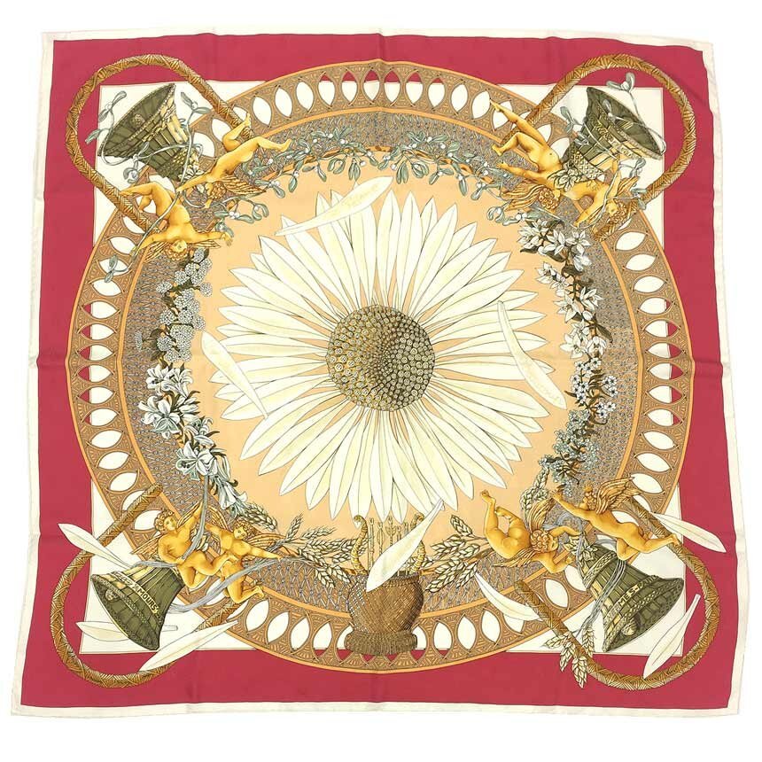 送料無料 希少 HERMES エルメス スカーフ カレ90 AMOURS 愛 アモーレ レッド 赤 美品 aq11814拍卖