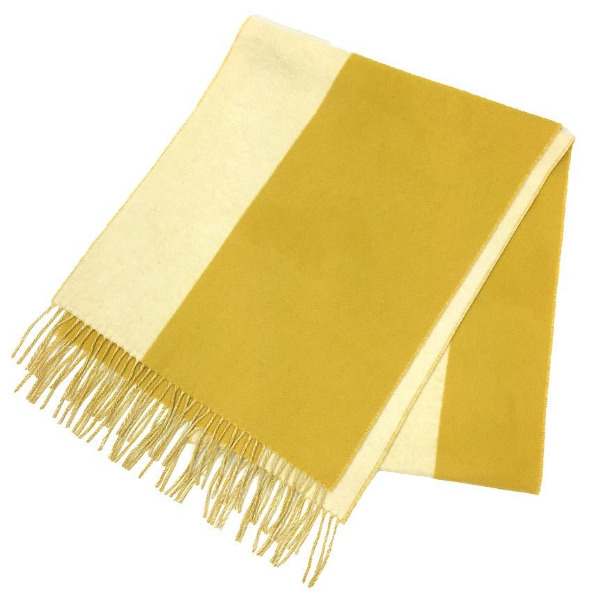 送料無料 セール HERMES エルメス カシミヤ ストール マフラー ショール イエロー バイカラー 美品 aq9395拍卖