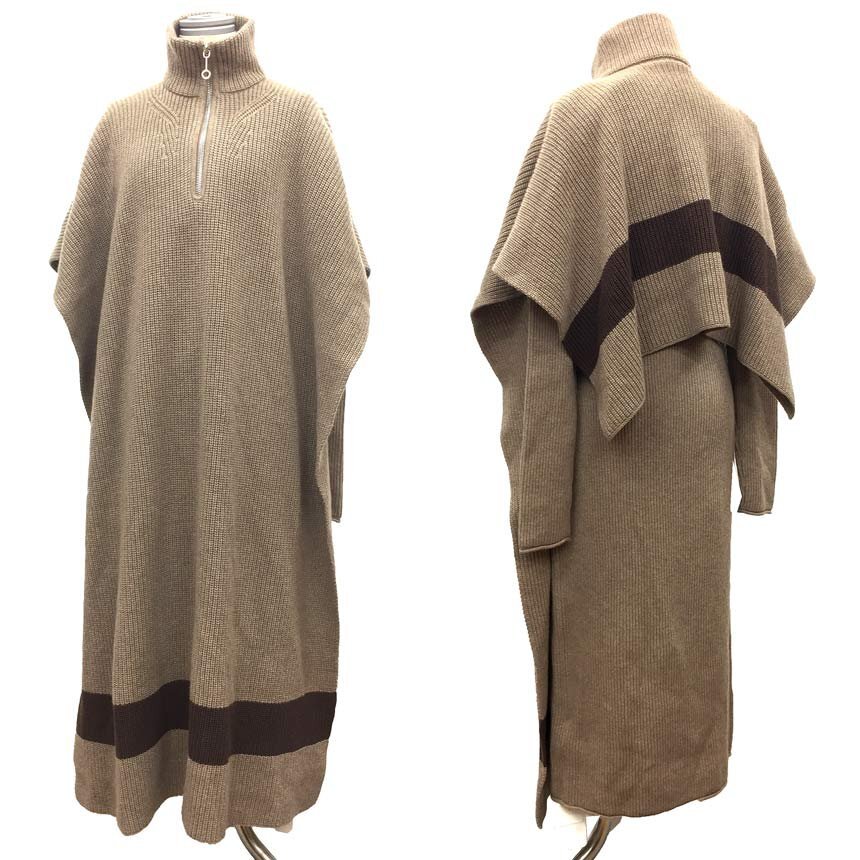 送料無料 HERMES エルメス カシミヤ ハーフジップ ニットワンピース 38サイズ ゴルチエ期 アンティーク ヴィンテージ 未使用 新古品 aq1063拍卖