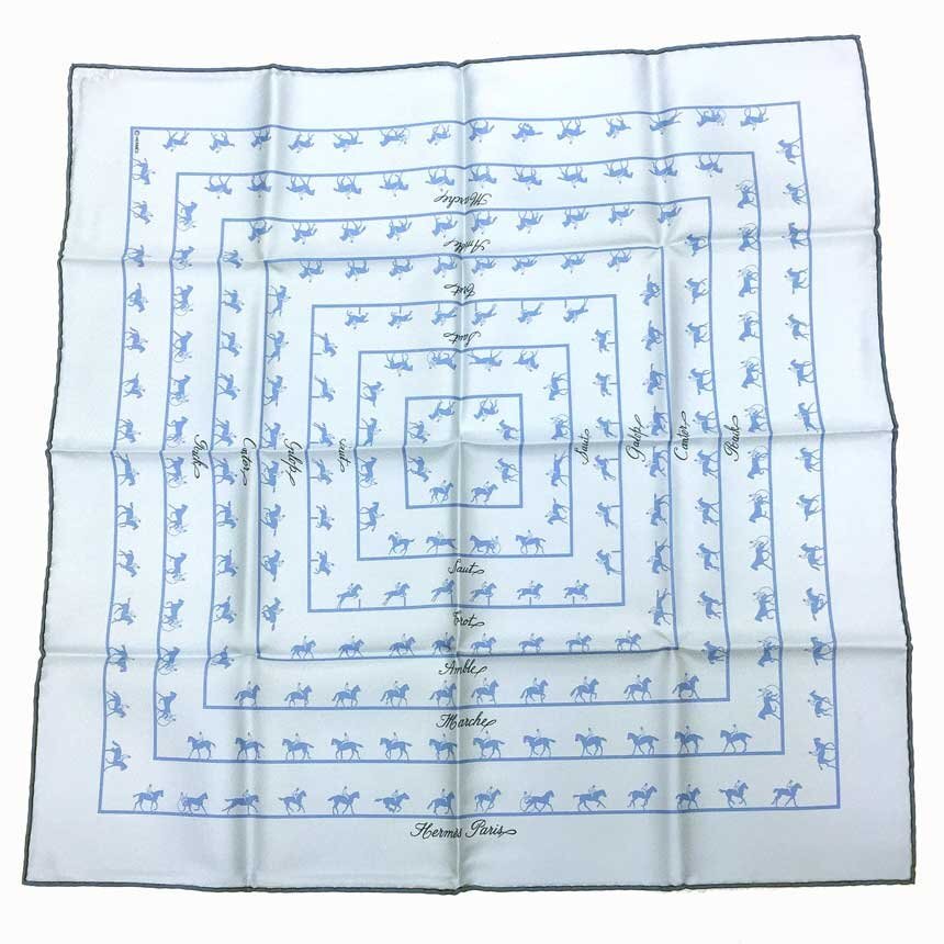 全国送料無料 未使用 HERMES エルメス スカーフ カレ45 Le ALLURE レ・アリュール 馬柄 ブルー aq10690拍卖