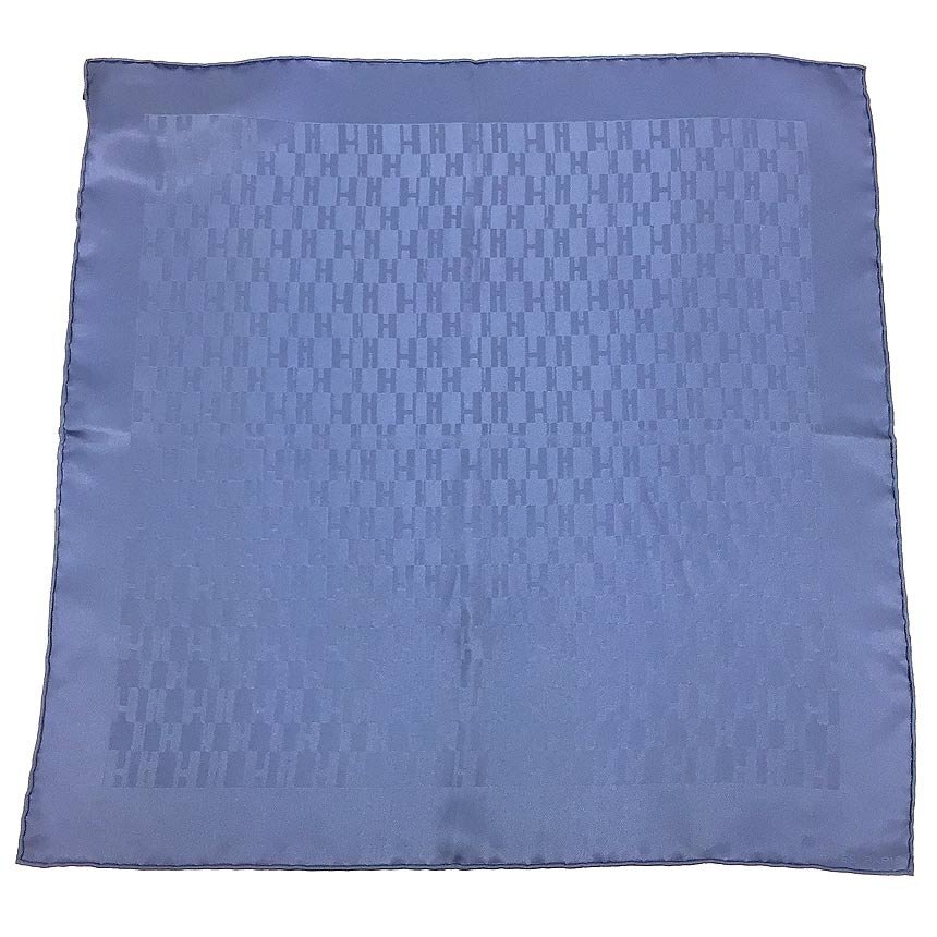 全国送料無料 HERMES エルメス ポケットチーフ POCHETTE FACONNEE GRAND H グランH カレ スカーフ ブルー 未使用 新品 aq10685拍卖