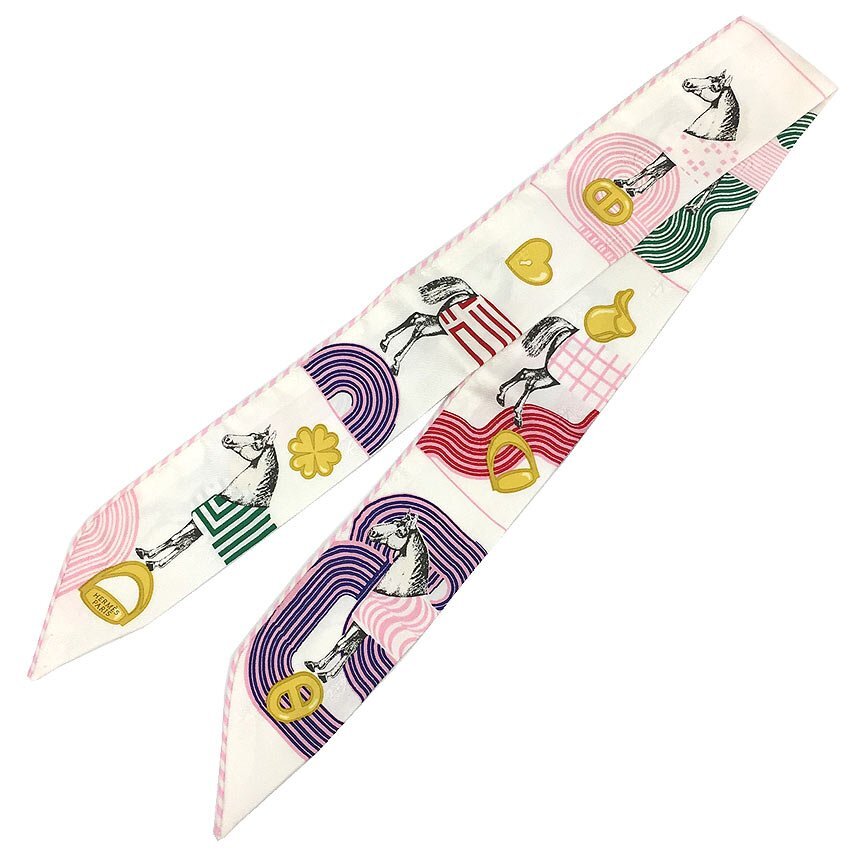 全国送料無料 HERMES エルメス ツイリー スカーフ GARDE ROBE POP DETAIL ガルドローブ ポップ 白 2022年春夏 aq10387拍卖