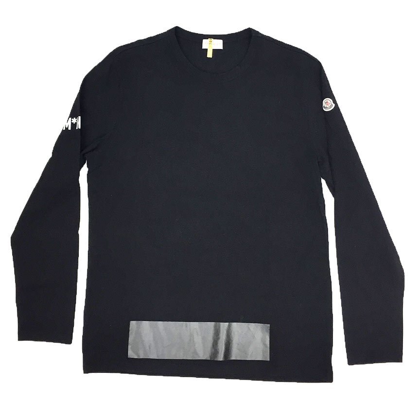 ゆうパケット発送 送料無料 MONCLER モンクレール クルーネック 長袖 Tシャツ カットソー コットン XLサイズ ブラック 黒 aq11674拍卖