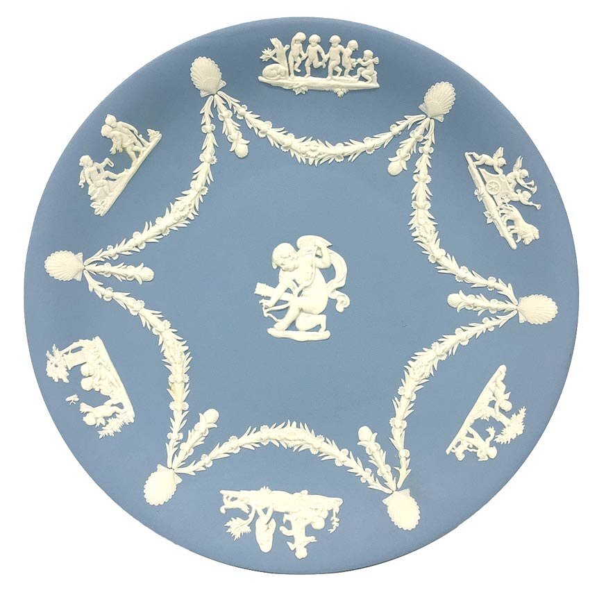 希少品 WEDGWOOD ウェッジウッド ジャスパー・ウェア プレート 飾り皿 英国製 ヴィンテージ aq11913拍卖
