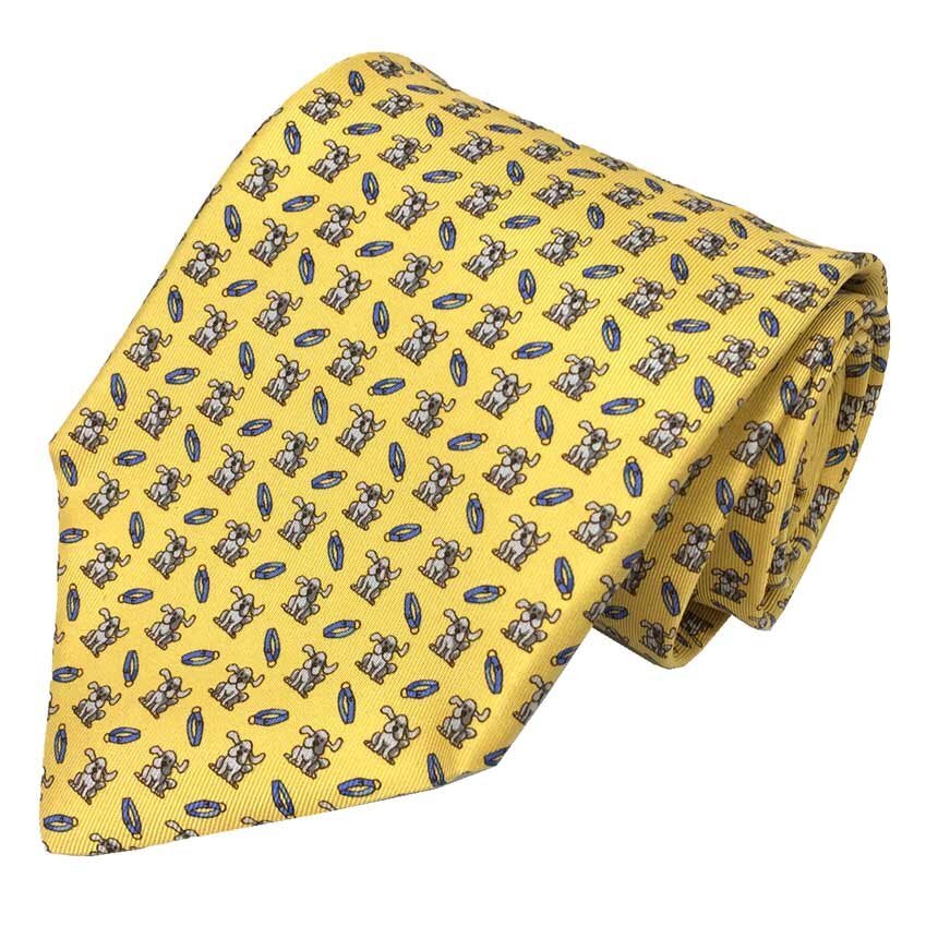 全国送料無料 Salvatore Ferragamo フェラガモ ネクタイ 犬 イエロー メンズ 未使用 新古品 aq11874拍卖