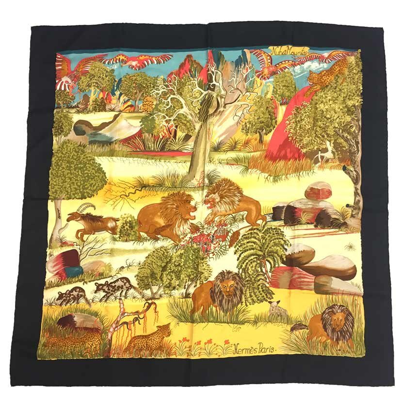 送料無料 セール 希少品 HERMES エルメス スカーフ カレ90 Nubamountain ヌバマウンテン 1997年 アンティーク ヴィンテージ aq8345拍卖