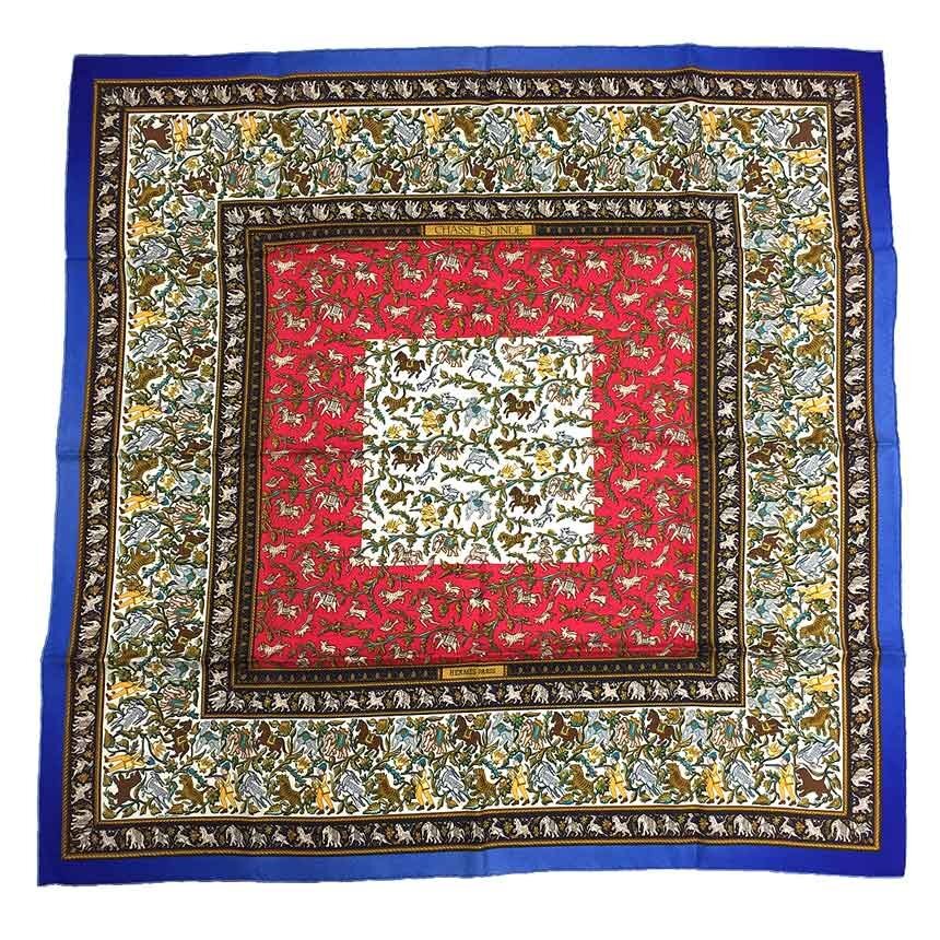 送料無料 セール レアもの HERMES エルメス スカーフ カレ90 CHASSE EN INDE インドの狩猟 シルク 新品同様 美品 aq7920拍卖