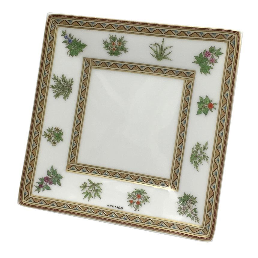 送料無料 セール HERMES エルメス プチカレNo.2 シュヴァルドリアン スクエアプレート ミニプレート トレイ 角皿 食器 未使用 aq7524拍卖