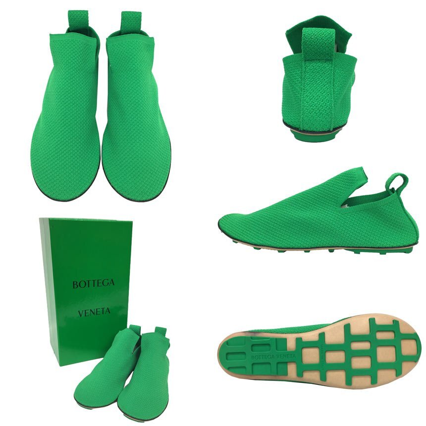 セール BOTTEGA VENETA ボッテガヴェネタ 靴 シューズ new LATTICE SLIPPERS ラテックススリッパ 26cm グリーン 未使用 新古品 41 aq8777拍卖
