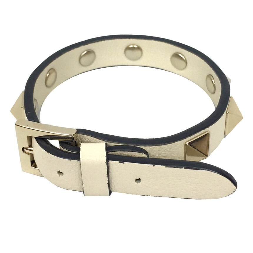 送料無料 セール Valentino Garavani ヴァレンティノ・ガラヴァーニ Rockstud ロックスタッズ レザー ブレスレット WW2J0255 aq8158拍卖