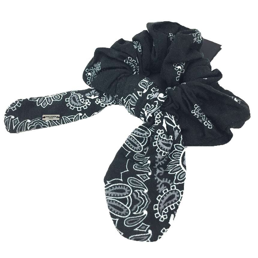 セール SAINT LAURENT PARIS サンローラン YSL シュシュ ヘアアクセサリー 髪飾り ゴム アクセサリー 新古品 未使用品 aq10234拍卖