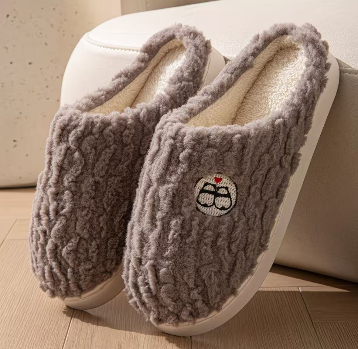 スリッパ もこもこ 冬用 暖かい ボア 裏起毛 防寒 保温 ふわふわ ルームシューズ(色: コーヒー サイズ:26~26.5cm)拍卖
