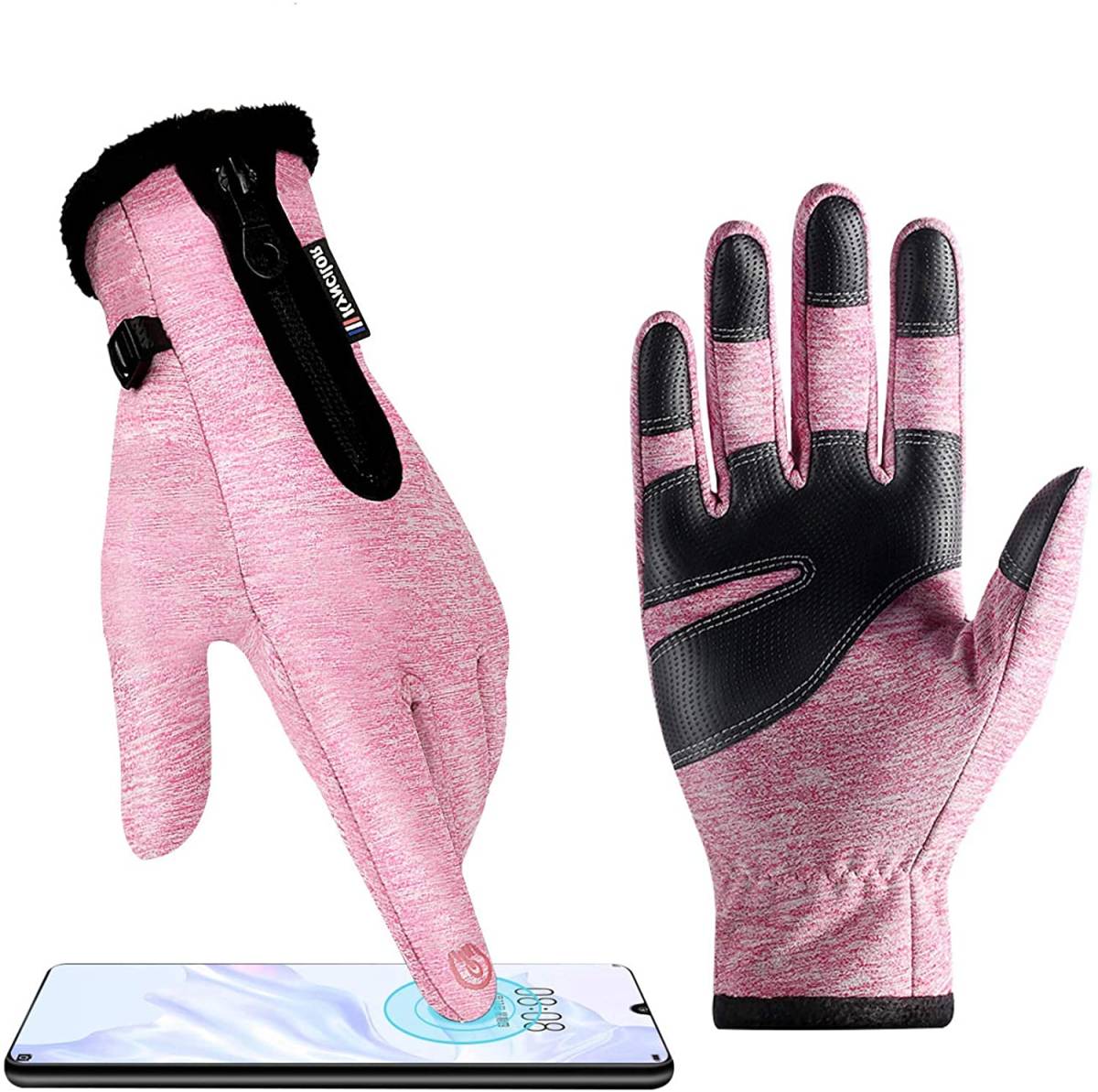 手袋 防寒グローブ 自転車グローブ タッチ対応 (サイズ:M 色:ピンク)拍卖