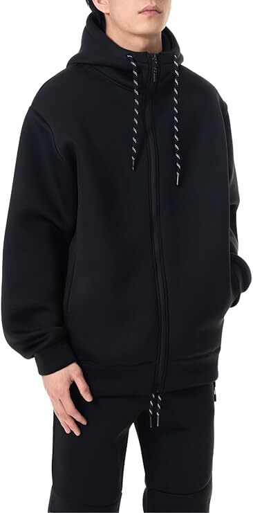 パーカー メンズ フルジップ スタンドカラー スウェット 吸汗速乾 ストレッチ 軽量 無地(色: ブラック サイズ: L)拍卖