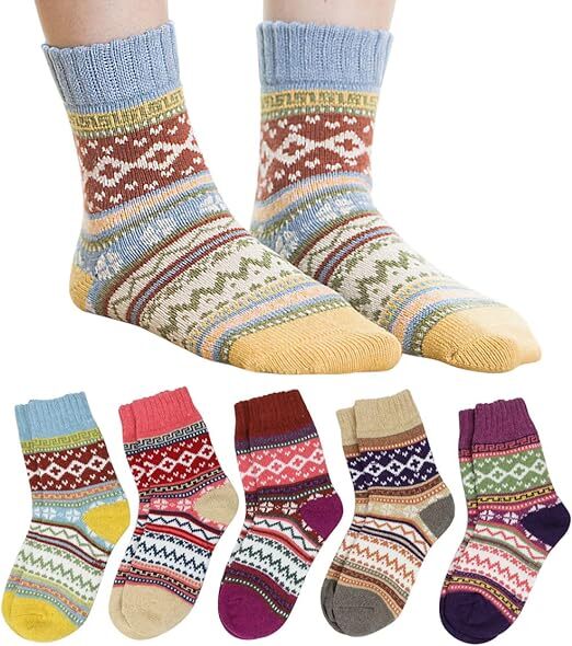 【5足5色セット】靴下 レディース 冬 ソックス 秋冬 防寒 厚手 暖かい 女性用 伸縮性 履き心地 可愛い 7020拍卖
